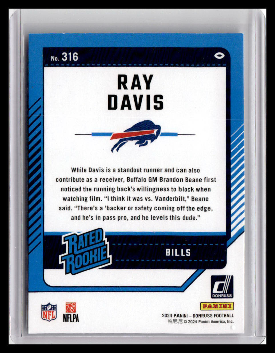 2024 Donruss #316 Ray Davis Rated Rookie
