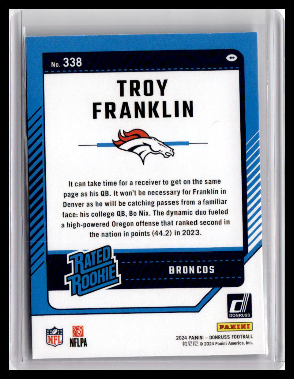 2024 Donruss #338 Troy Franklin Rated Rookie