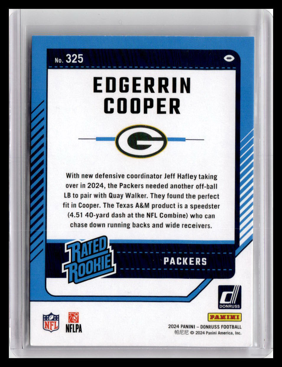 2024 Donruss #325 Edgerrin Cooper Rated Rookie