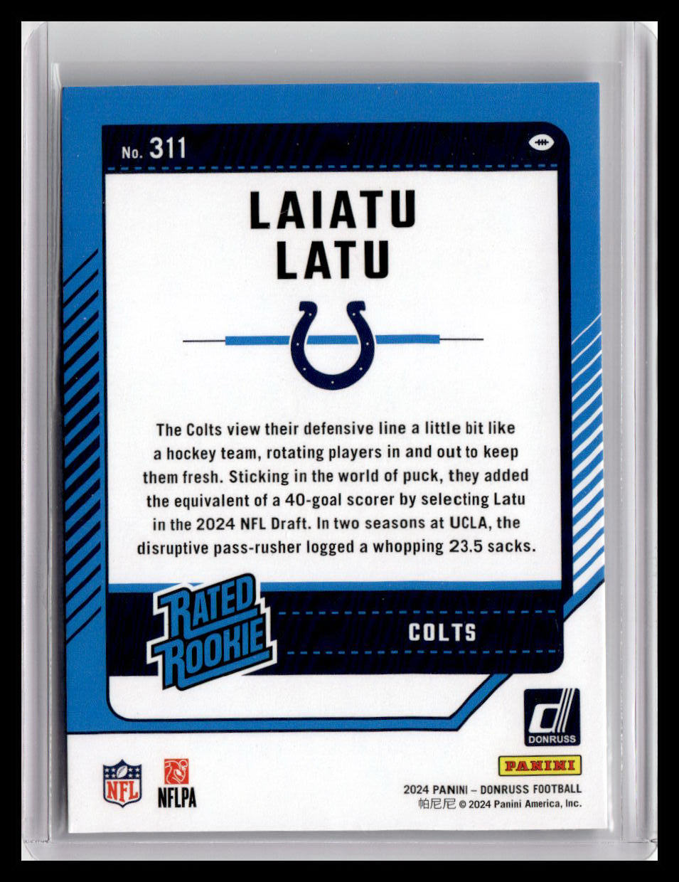 2024 Donruss #311 Laiatu Latu Rated Rookie
