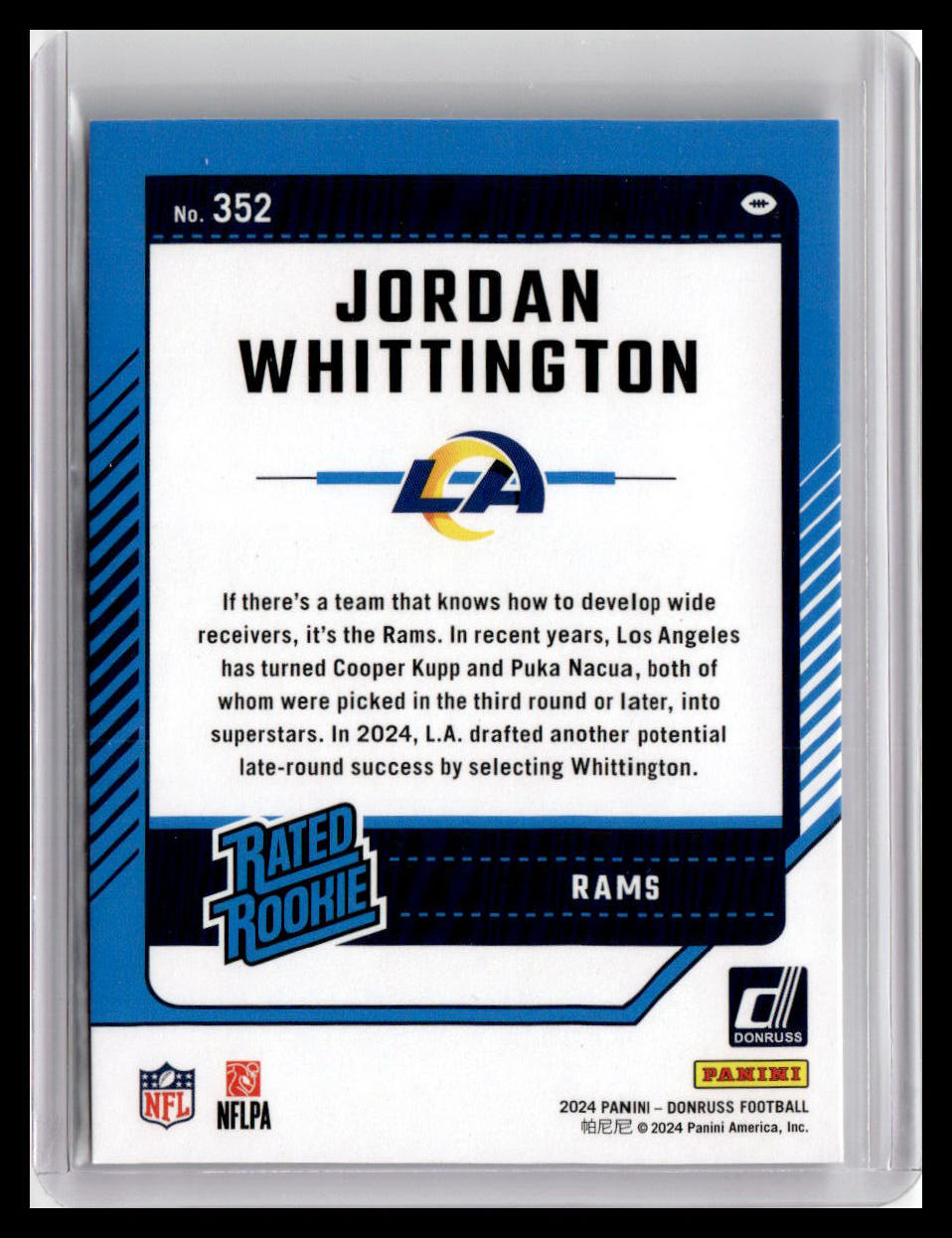 2024 Donruss #352 Jordan Whittington Rated Rookie