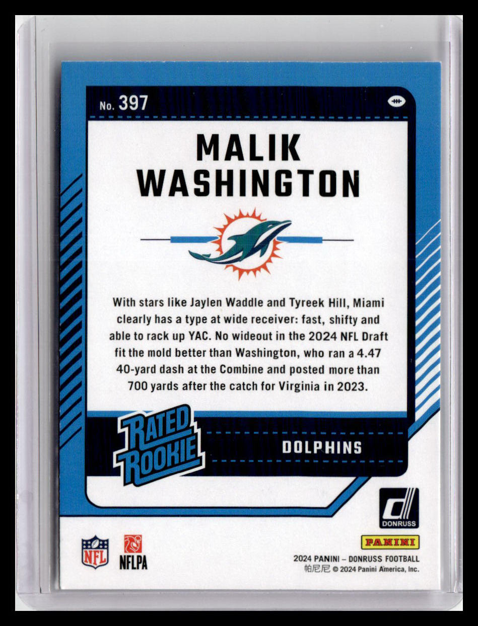 2024 Donruss #397 Malik Washington Rated Rookie