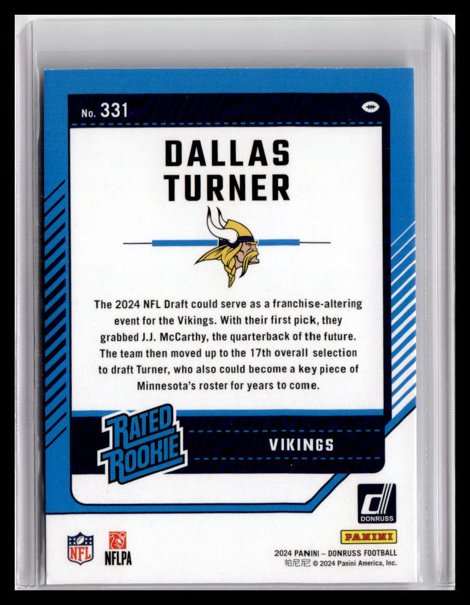 2024 Donruss #331 Dallas Turner Rated Rookie 1