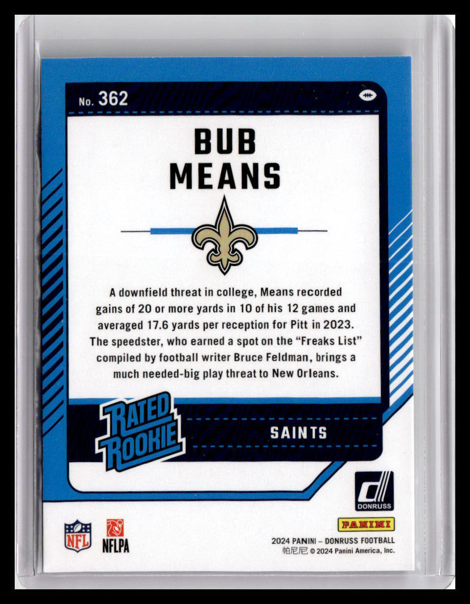 2024 Donruss #362 Bub Means Rated Rookie