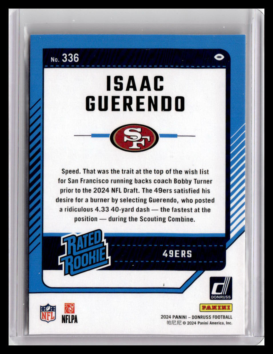 2024 Donruss #336 Isaac Guerendo Press Proof Red Rated Rookie