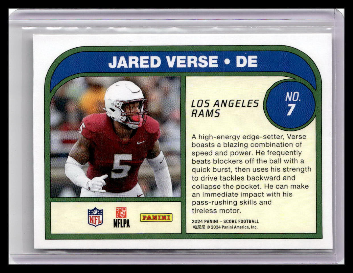 2024 Score #7 Jared Verse (RC) Protential