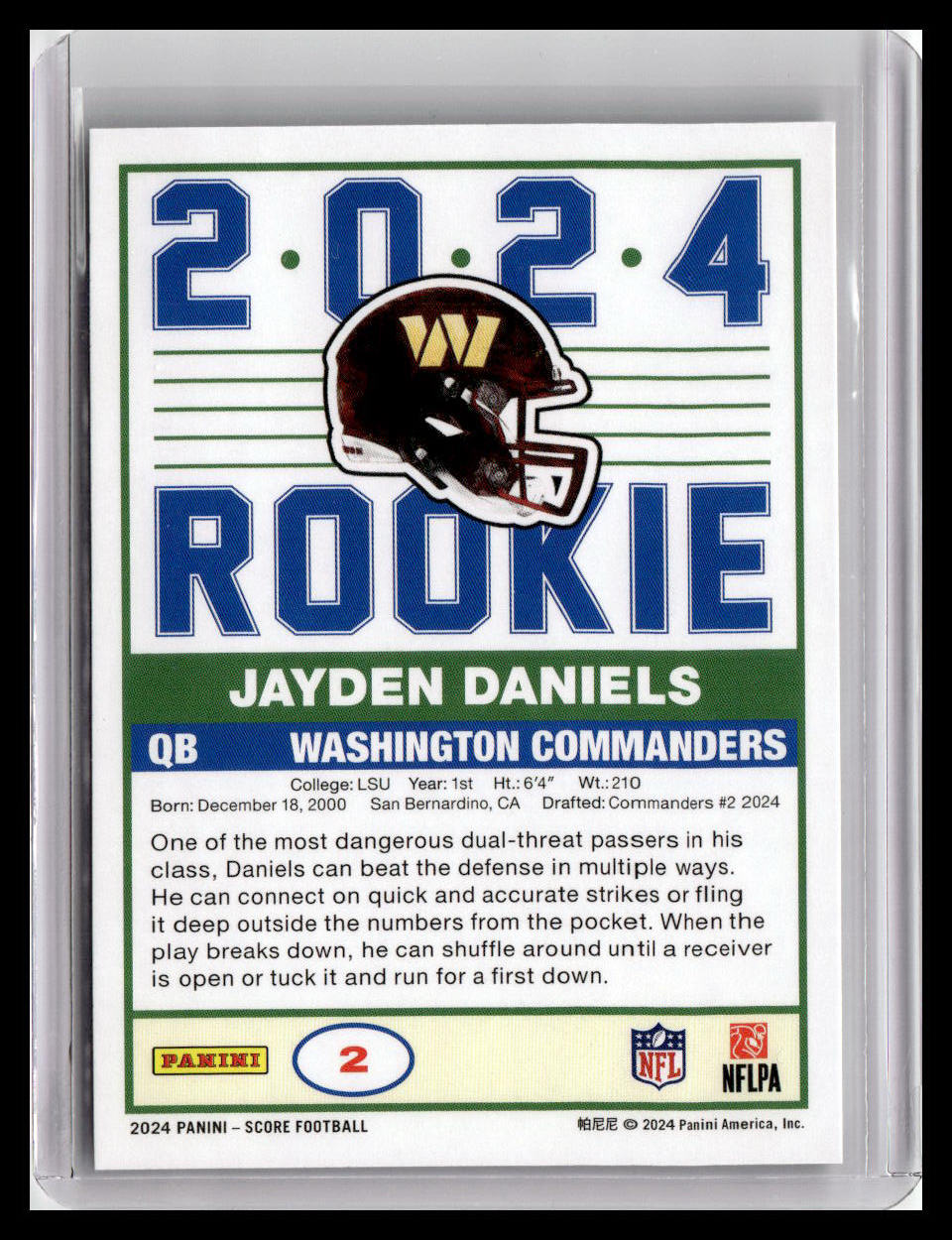 2024 Score #2 Jayden Daniels 35th Anniversary Rookies