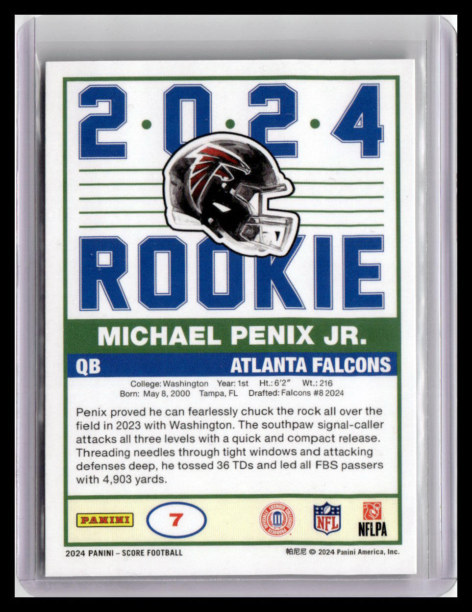 2024 Score #7 Michael Penix Jr. 35th Anniversary Rookies Dynamics