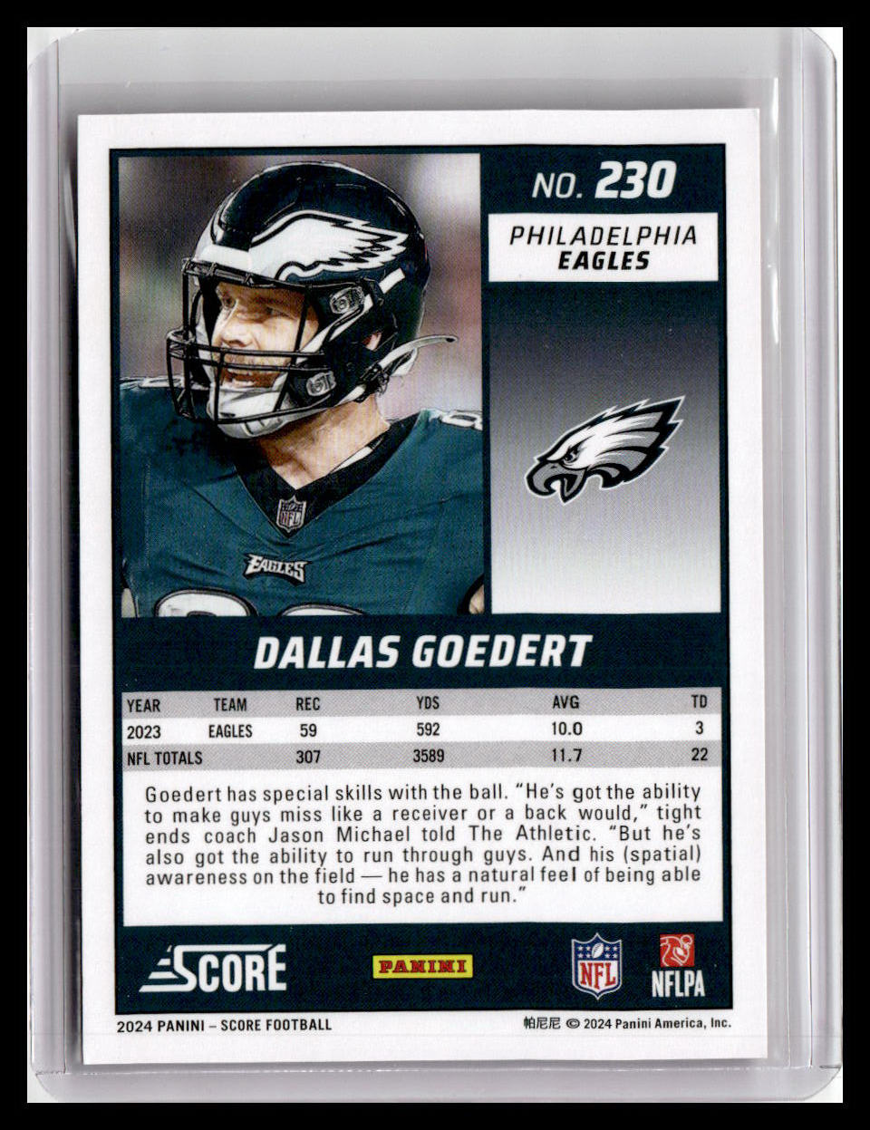 2024 Score #230 Dallas Goedert Pink Ellipse /299