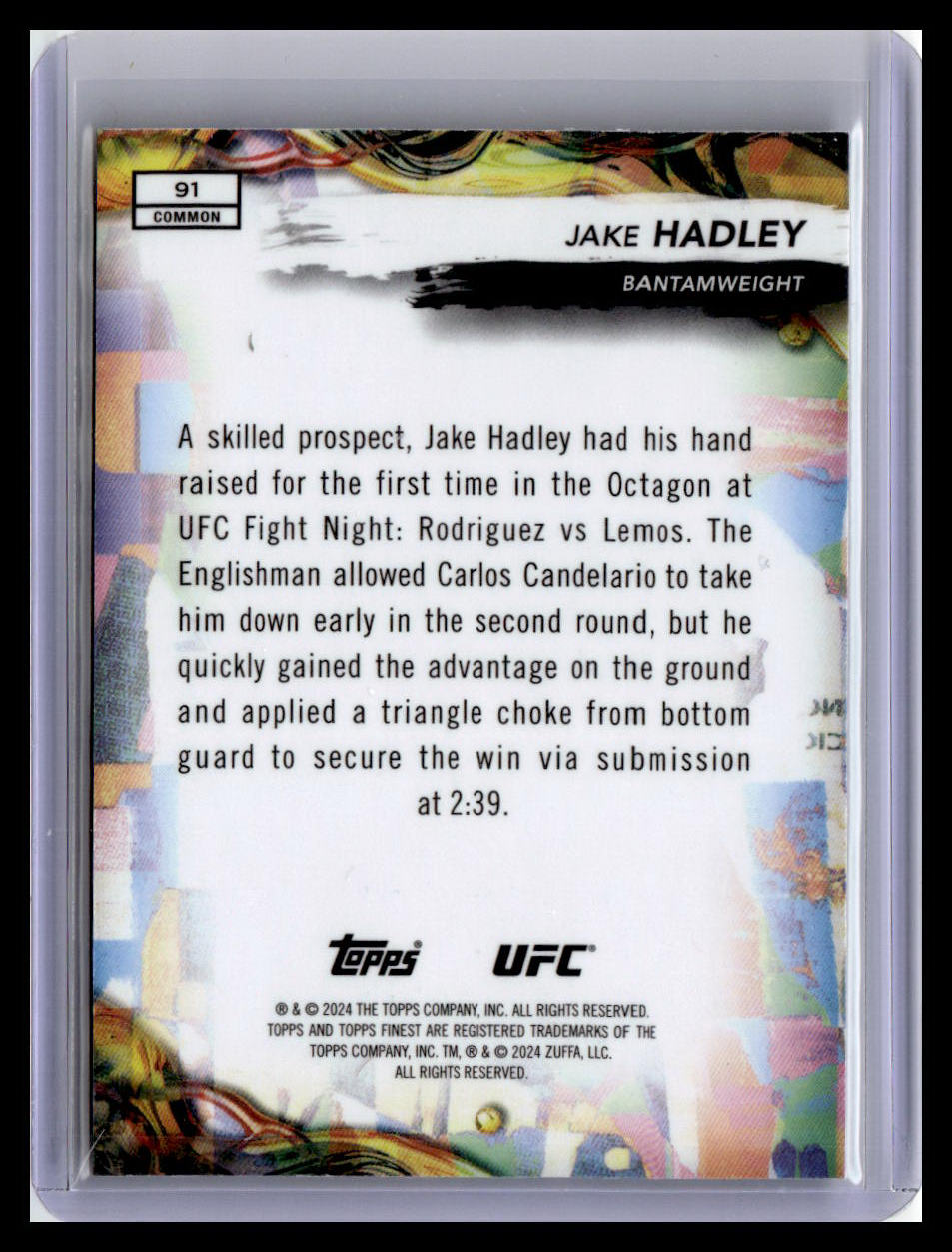 2024 Topps Finest UFC #91 Jake Hadley