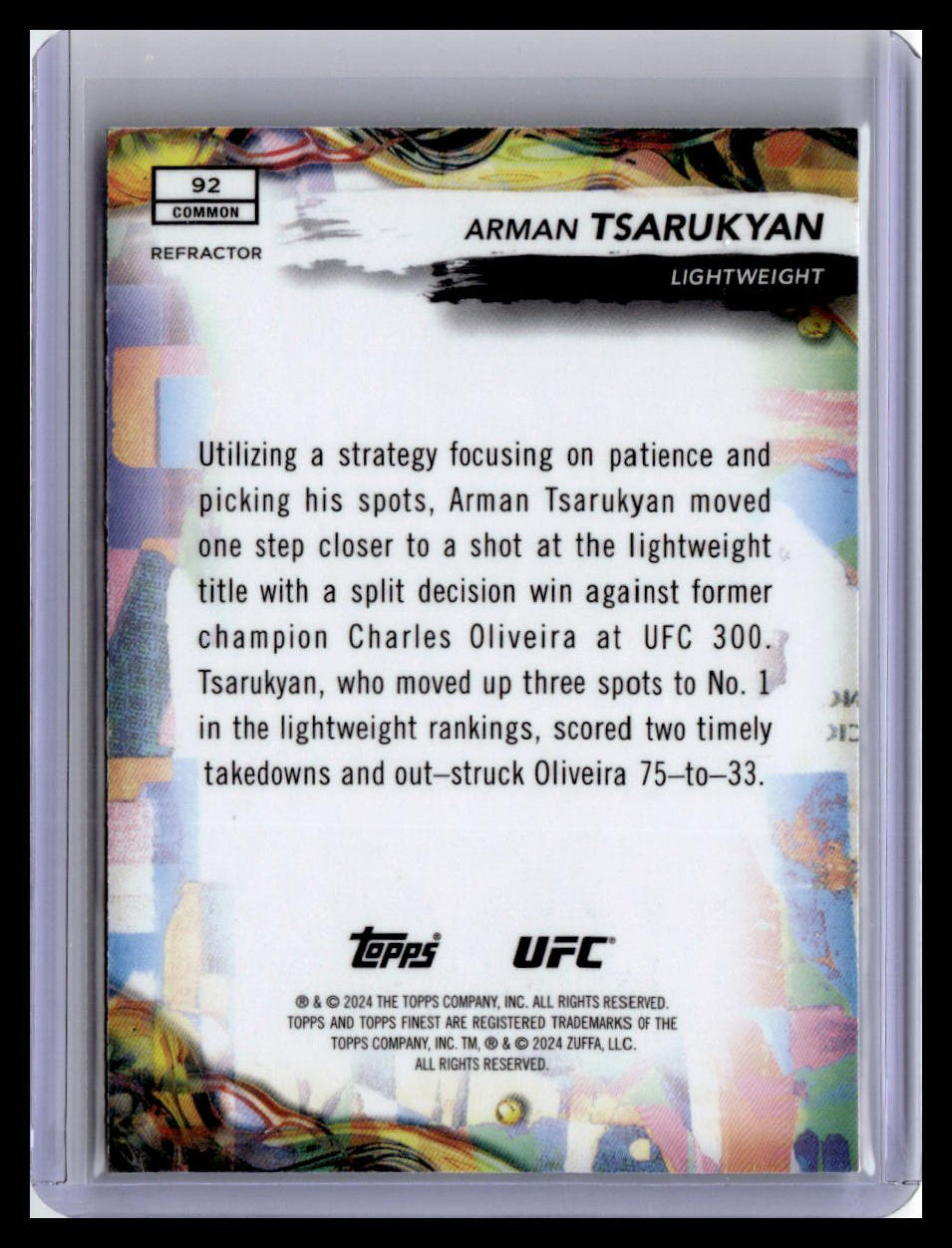 2024 Topps Finest UFC #92 Arman Tsarukyan
