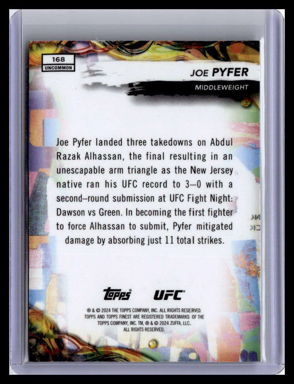 2024 Topps Finest UFC #168 Joe Pyfer