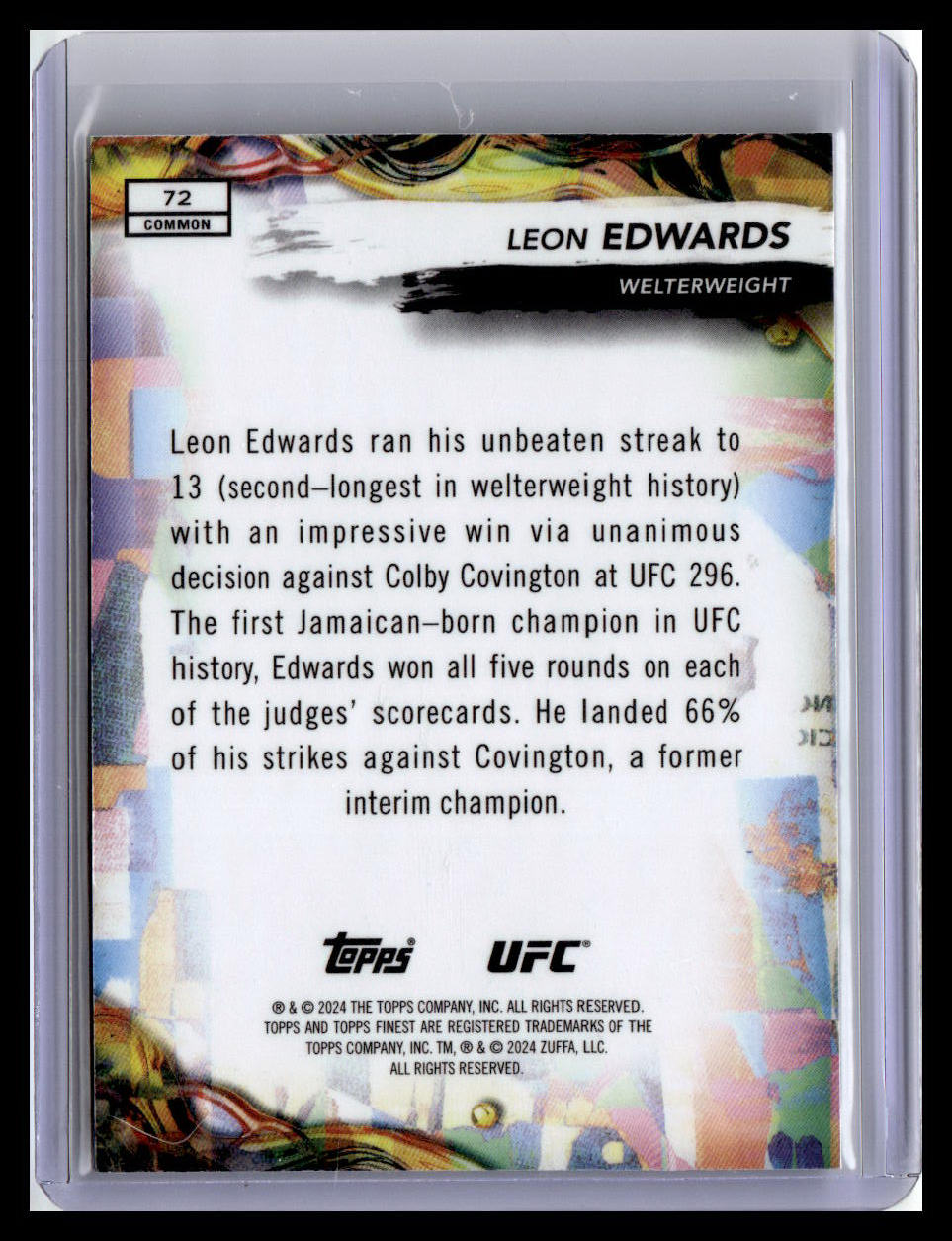 2024 Topps Finest UFC #72 Leon Edwards