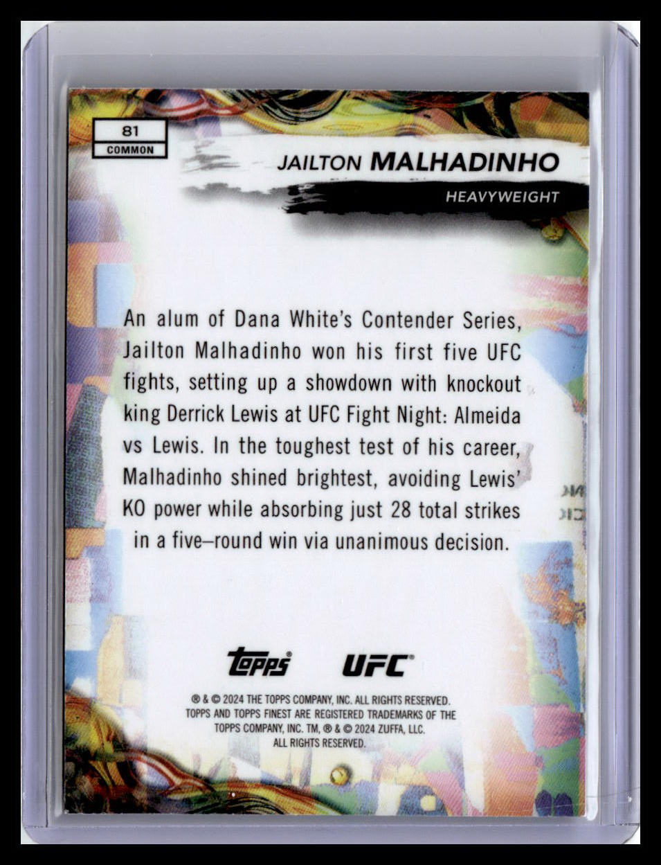 2024 Topps Finest UFC #81 Jailton Malhadinho