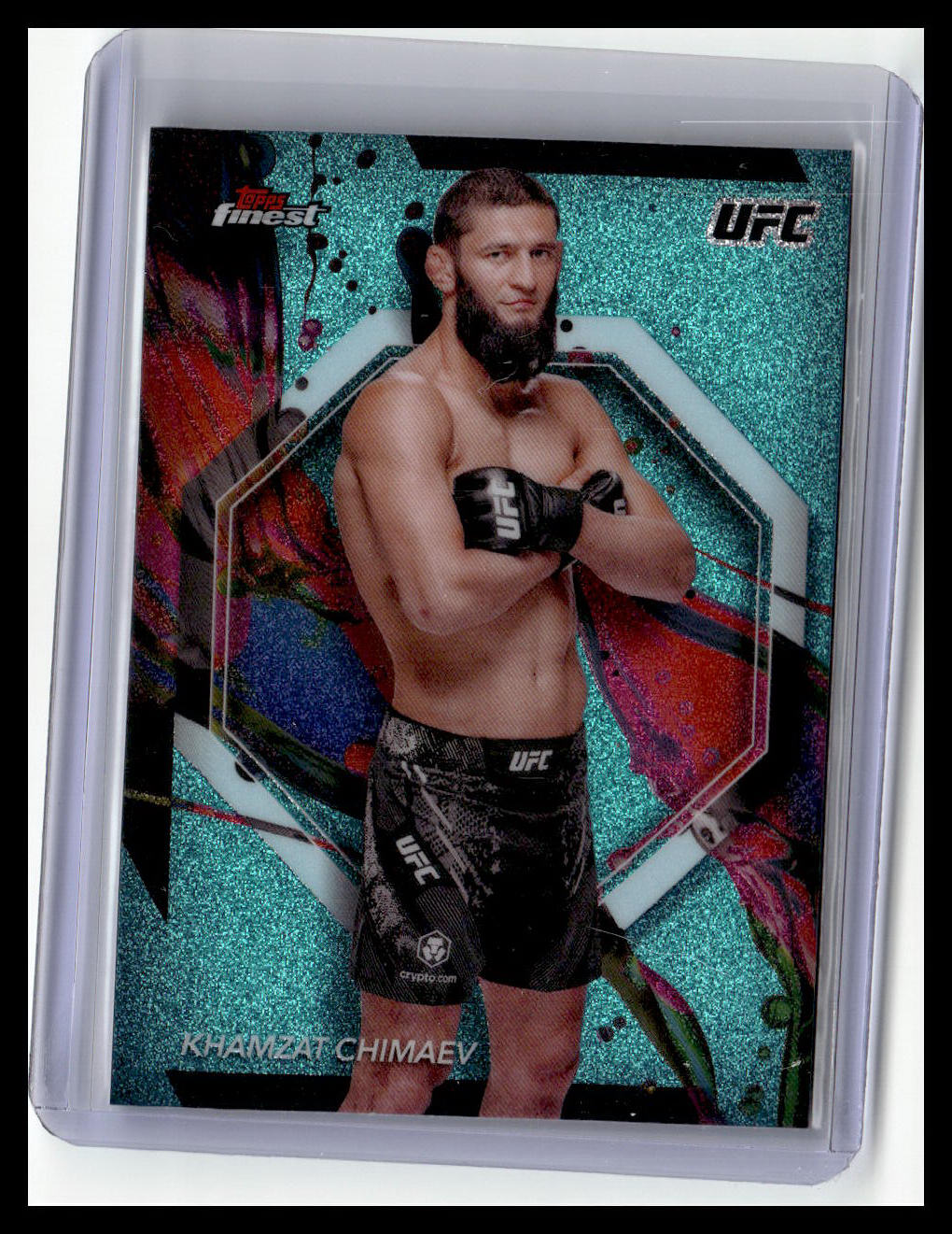 2024 Topps Finest UFC #89 Khamzat Chimaev Aqua Glitter