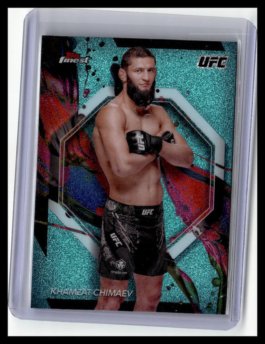 2024 Topps Finest UFC #89 Khamzat Chimaev Aqua Glitter