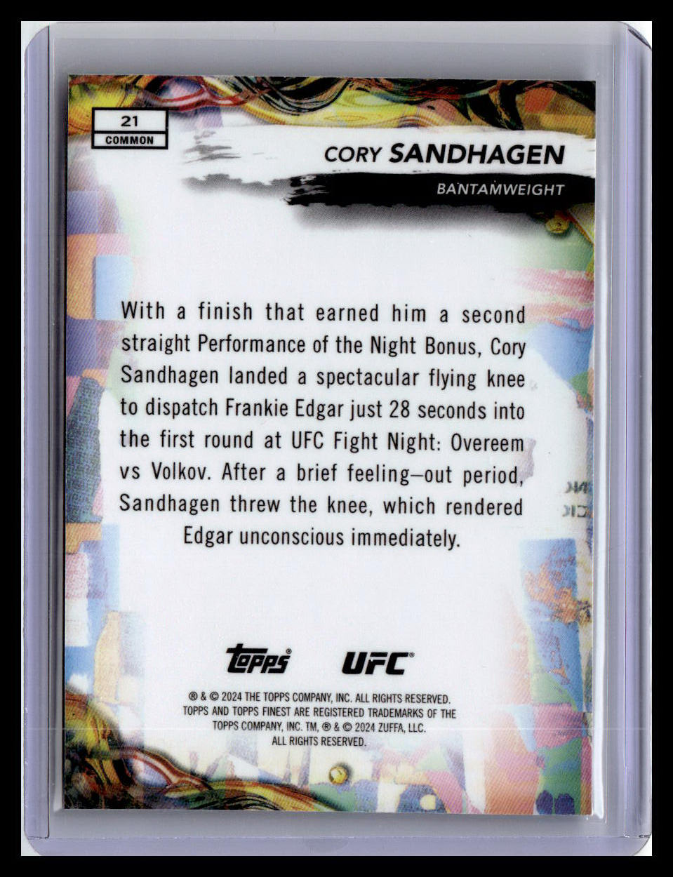 2024 Topps Finest UFC #21 Cory Sandhagen Aqua Glitter