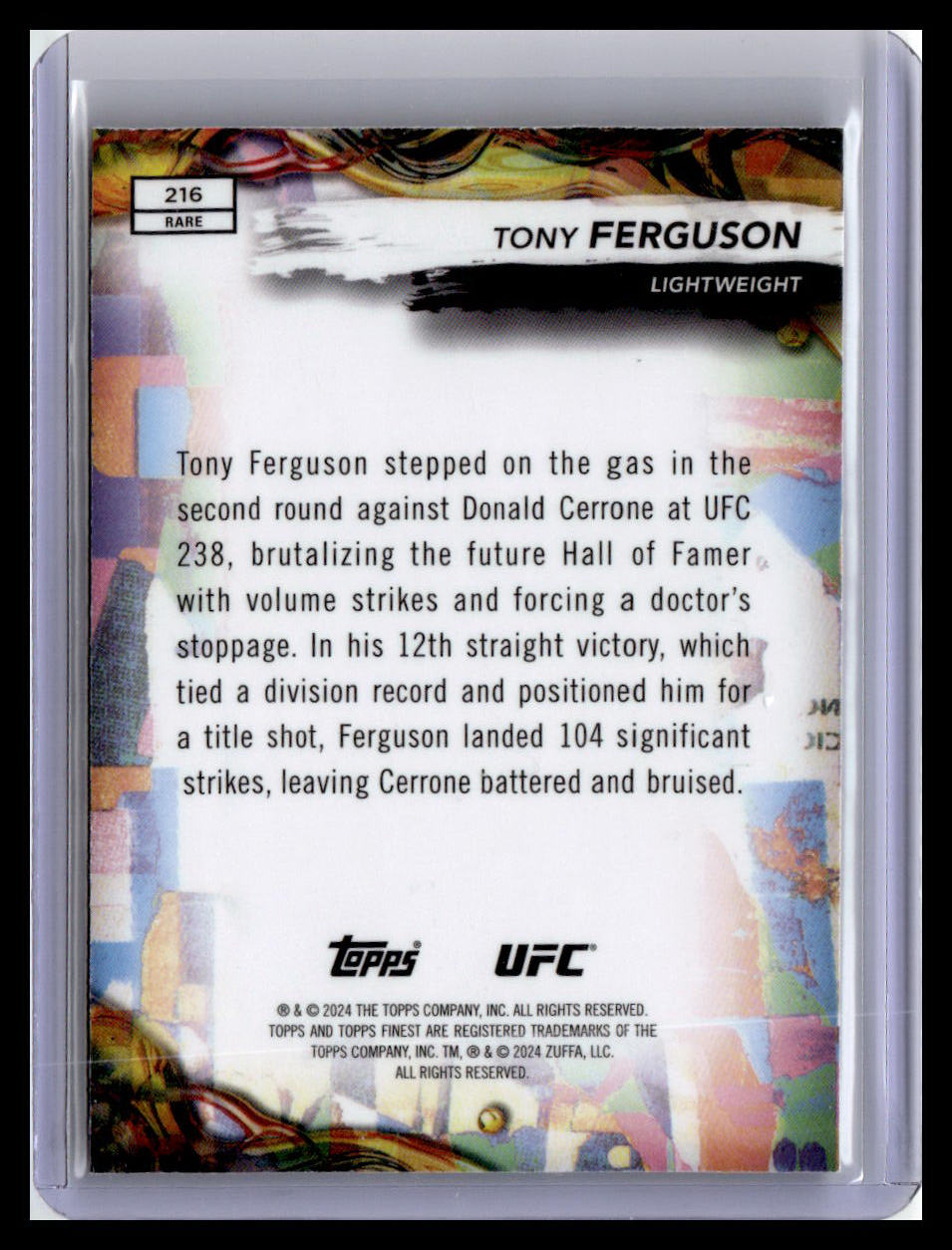 2024 Topps Finest UFC #216 Tony Ferguson Aqua Glitter