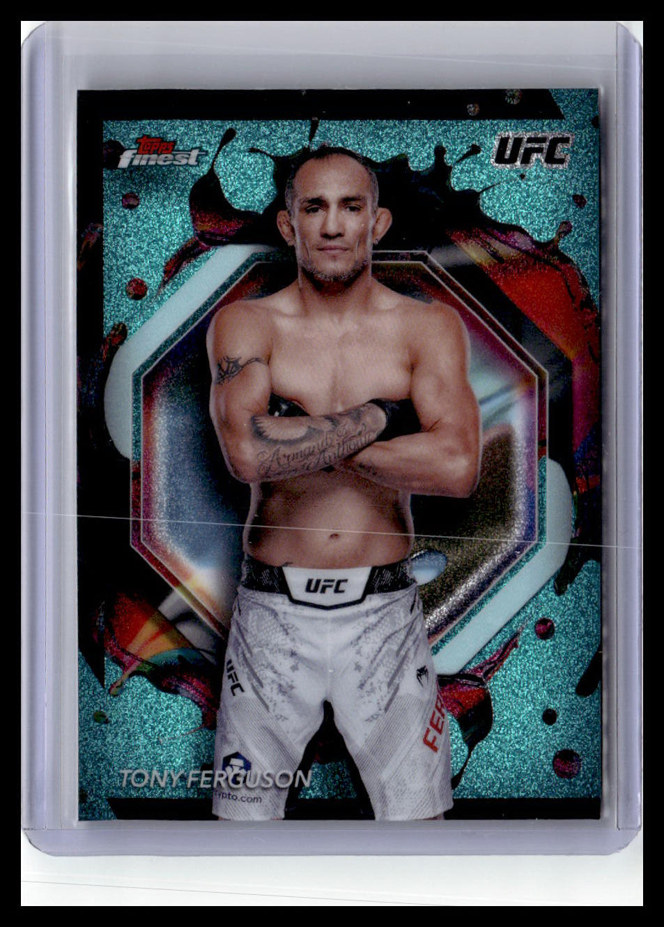 2024 Topps Finest UFC #216 Tony Ferguson Aqua Glitter