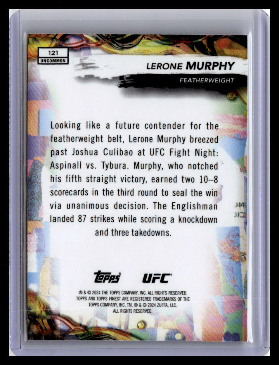 2024 Topps Finest UFC #121 Lerone Murphy Aqua Glitter