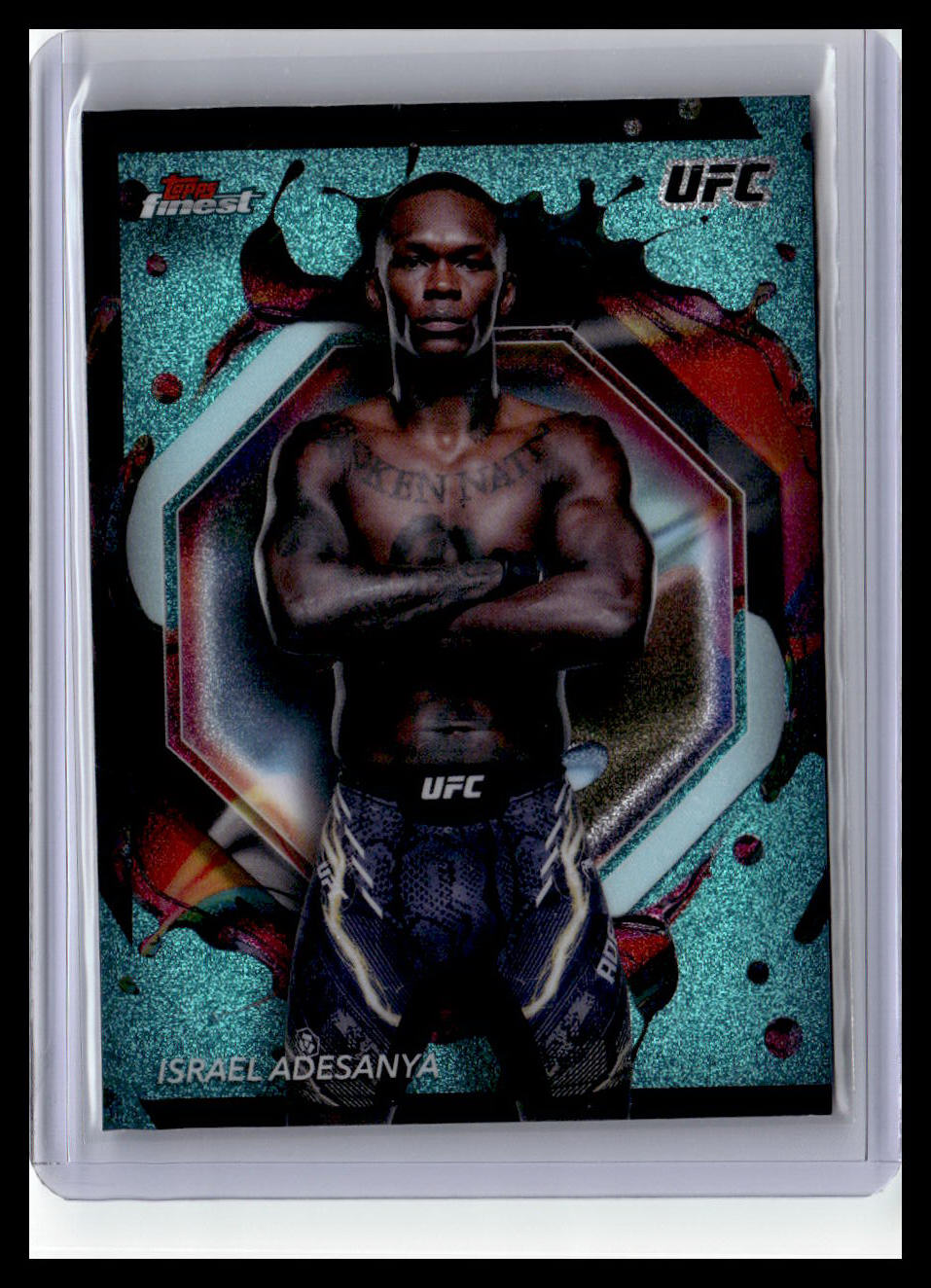 2024 Topps Finest UFC #206 Israel Adesanya Aqua Glitter Refractors