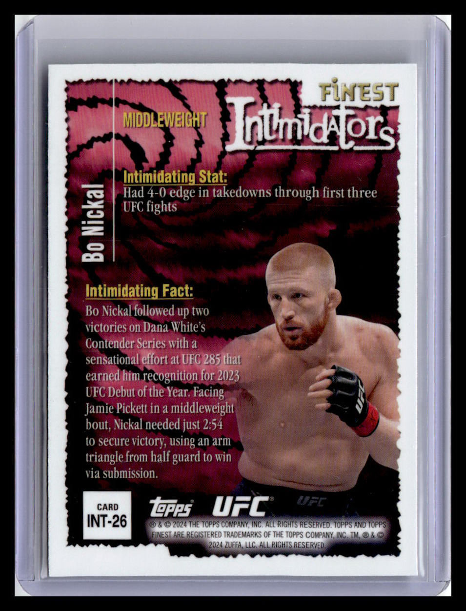 2024 Topps Finest UFC #INT-26 Bo Nickal Intimidators Aqua Glitter Refractor