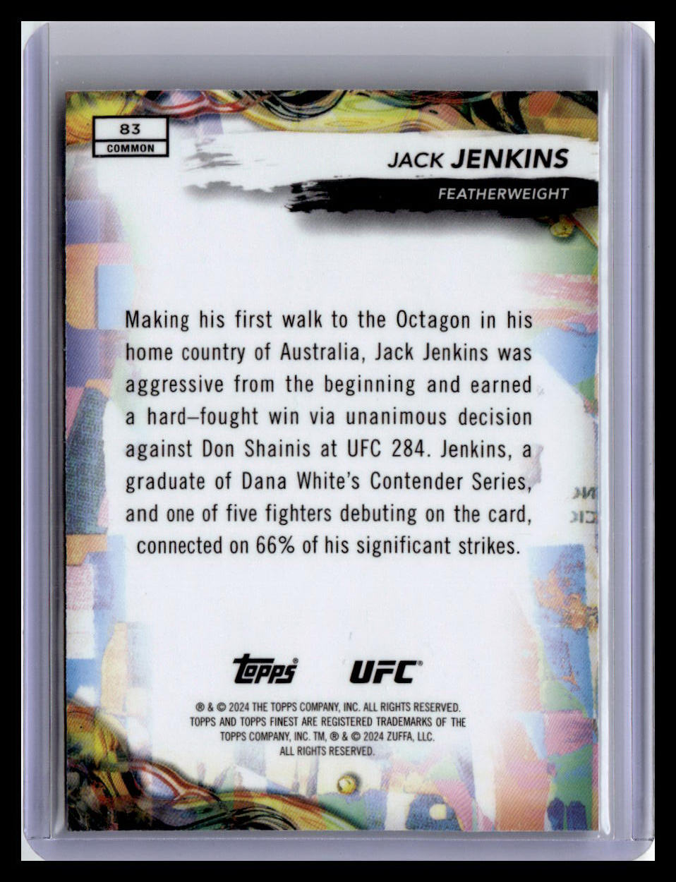2024 Topps Finest UFC #83 Jack Jenkins (RC) Yellow Glitter Refractors