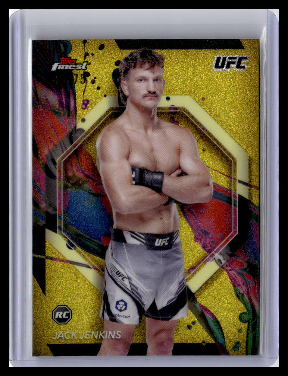 2024 Topps Finest UFC #83 Jack Jenkins (RC) Yellow Glitter Refractors