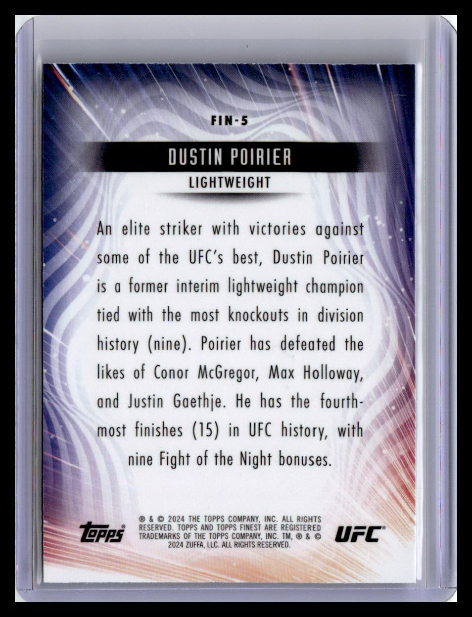 2024 Topps Finest UFC #FIN-5 Dustin Poirier Finishers