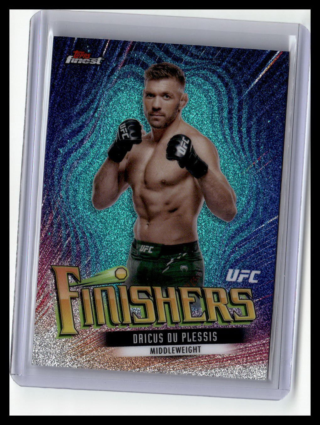 2024 Topps Finest UFC #FIN-11 Dricus Du Plessis Finishers Aqua Glitter