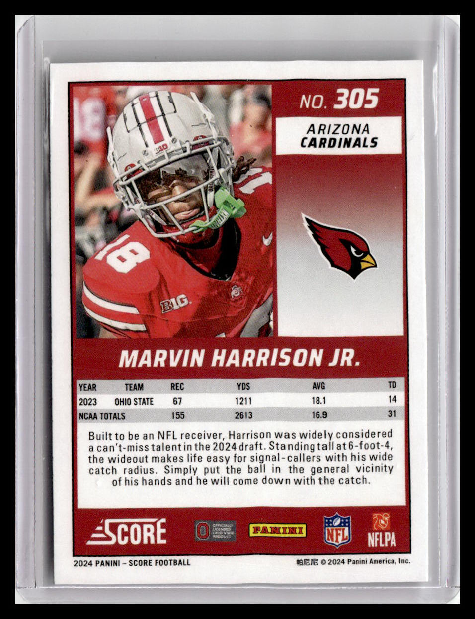 2024 Score #305 Marvin Harrison Jr. (RC)