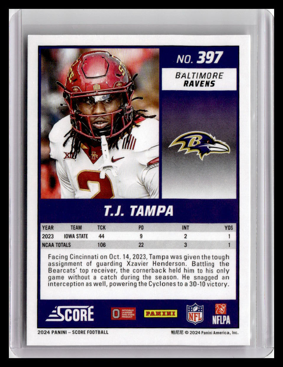 2024 Score #397 TJ Tampa (RC)
