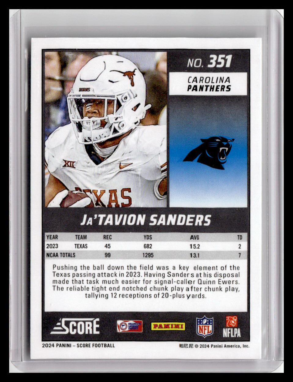 2024 Score #351 Ja'Tavion Sanders (RC)