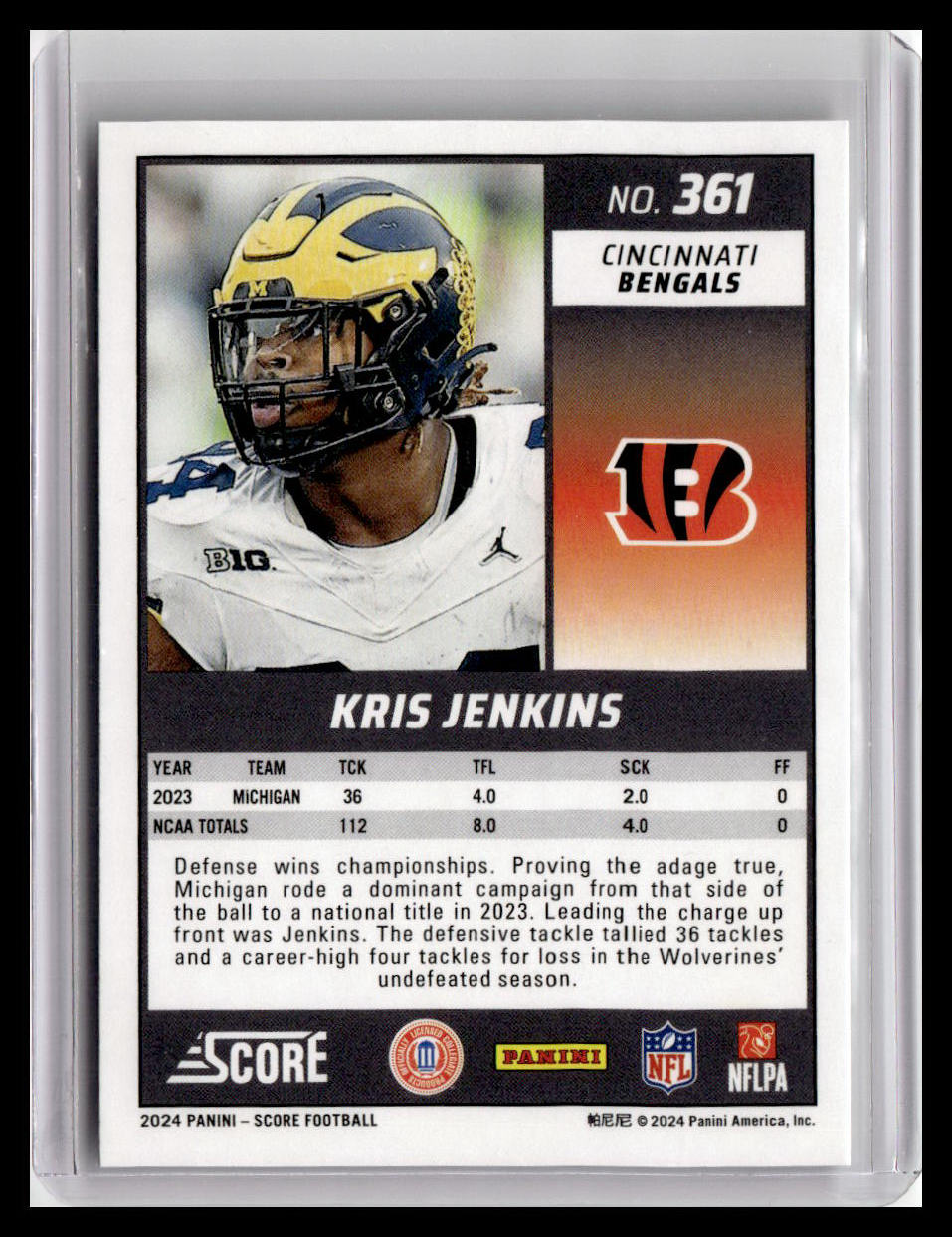 2024 Score #361 Kris Jenkins (RC)