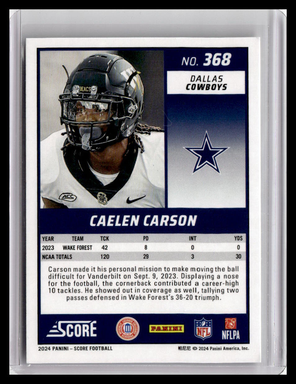 2024 Score #368 Caelen Carson (RC)