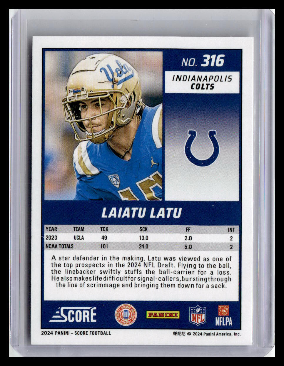 2024 Score #316 Laiatu Latu (RC)