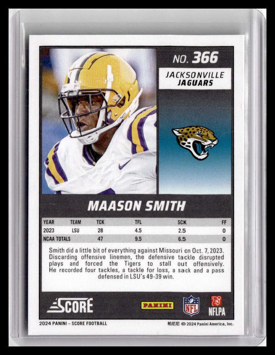 2024 Score #366 Maason Smith (RC) Purple