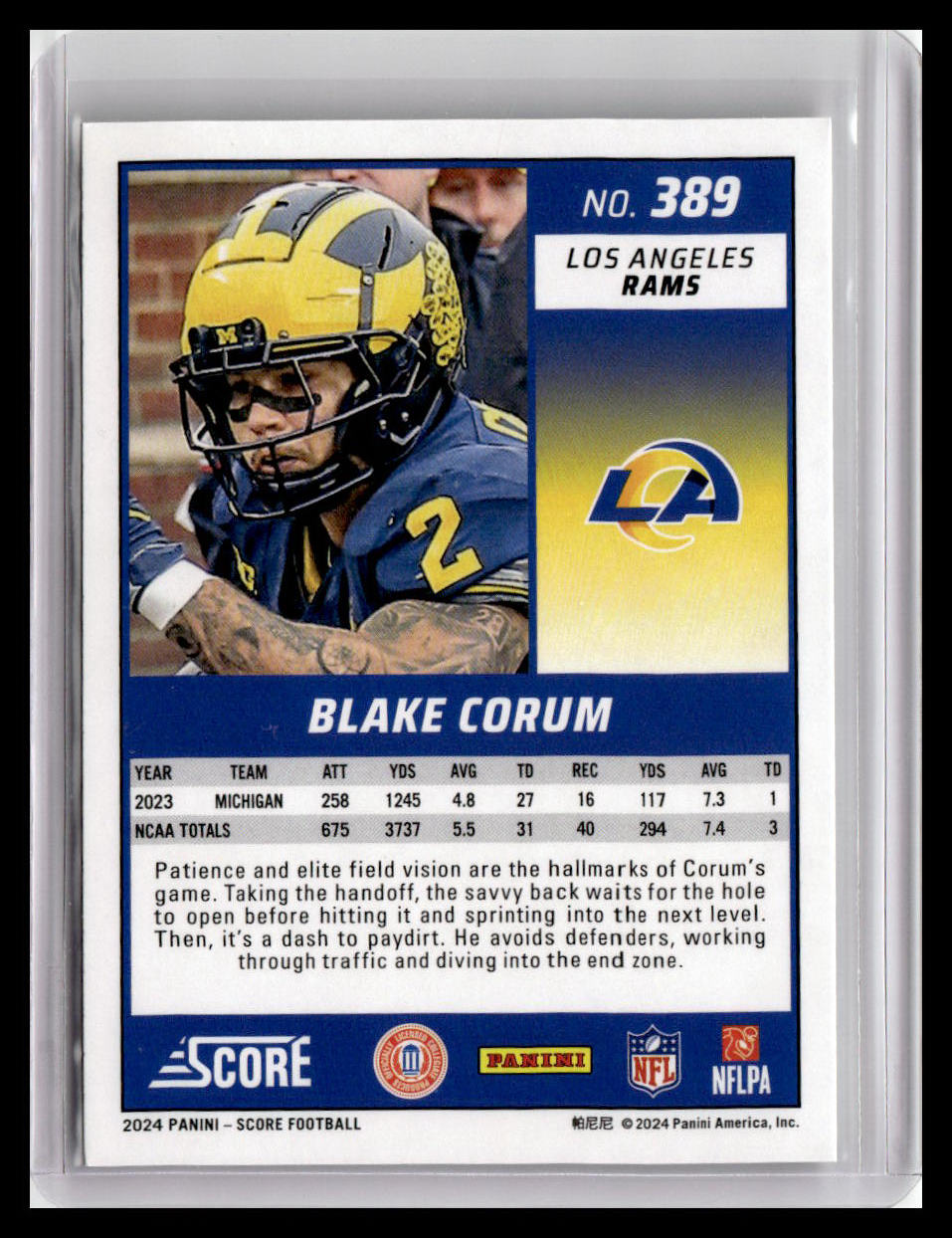 2024 Score #389 Blake Corum (RC)