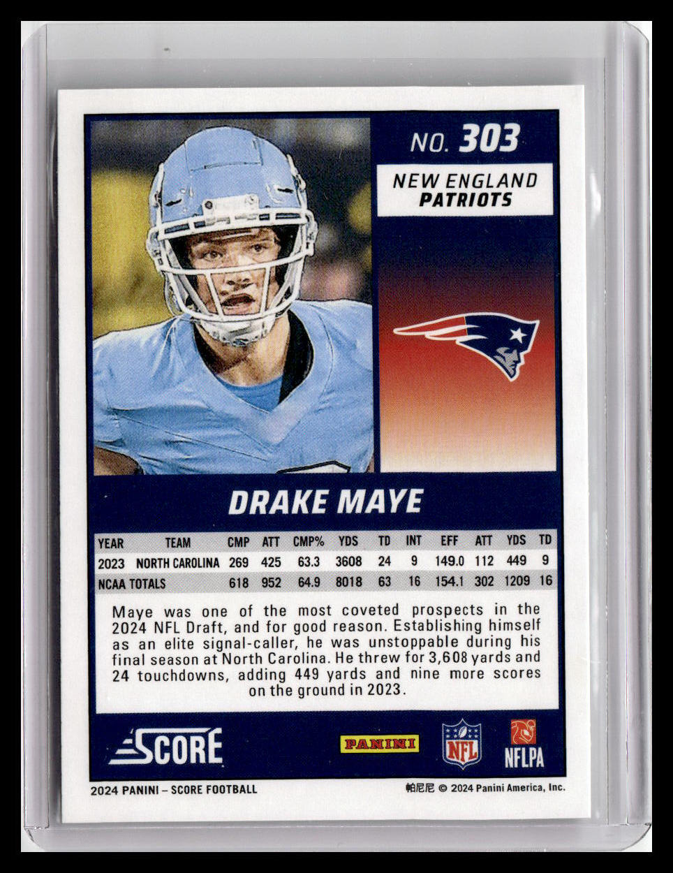 2024 Score #303 Drake Maye (RC)