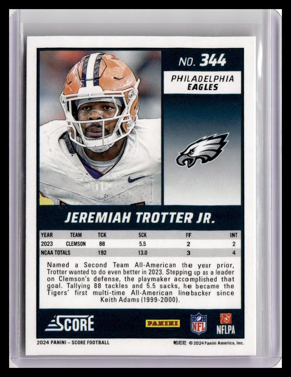 2024 Score #344 Jeremiah Trotter Jr. (RC)