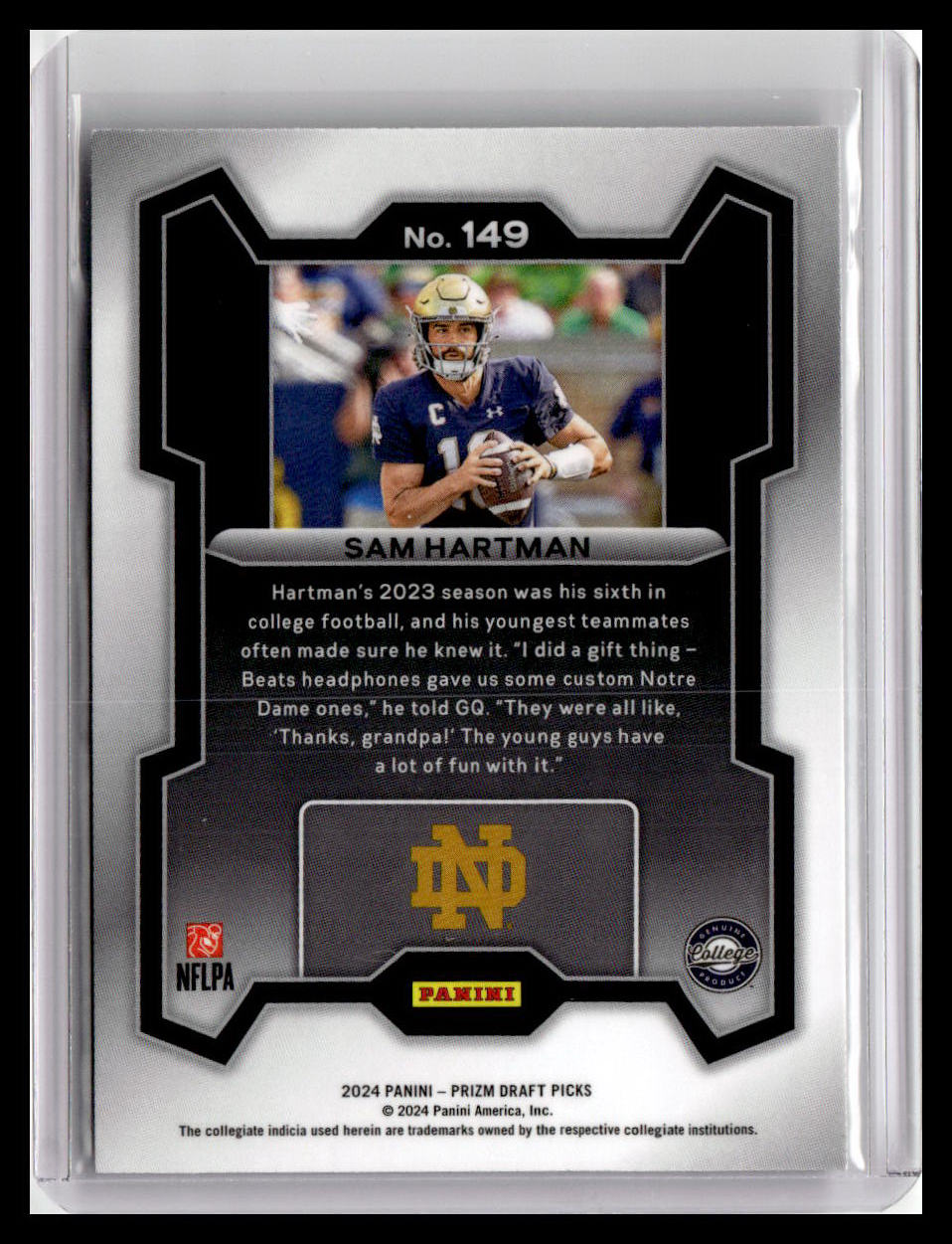2024 Panini Prizm Draft Picks #149 Sam Hartman (RC)