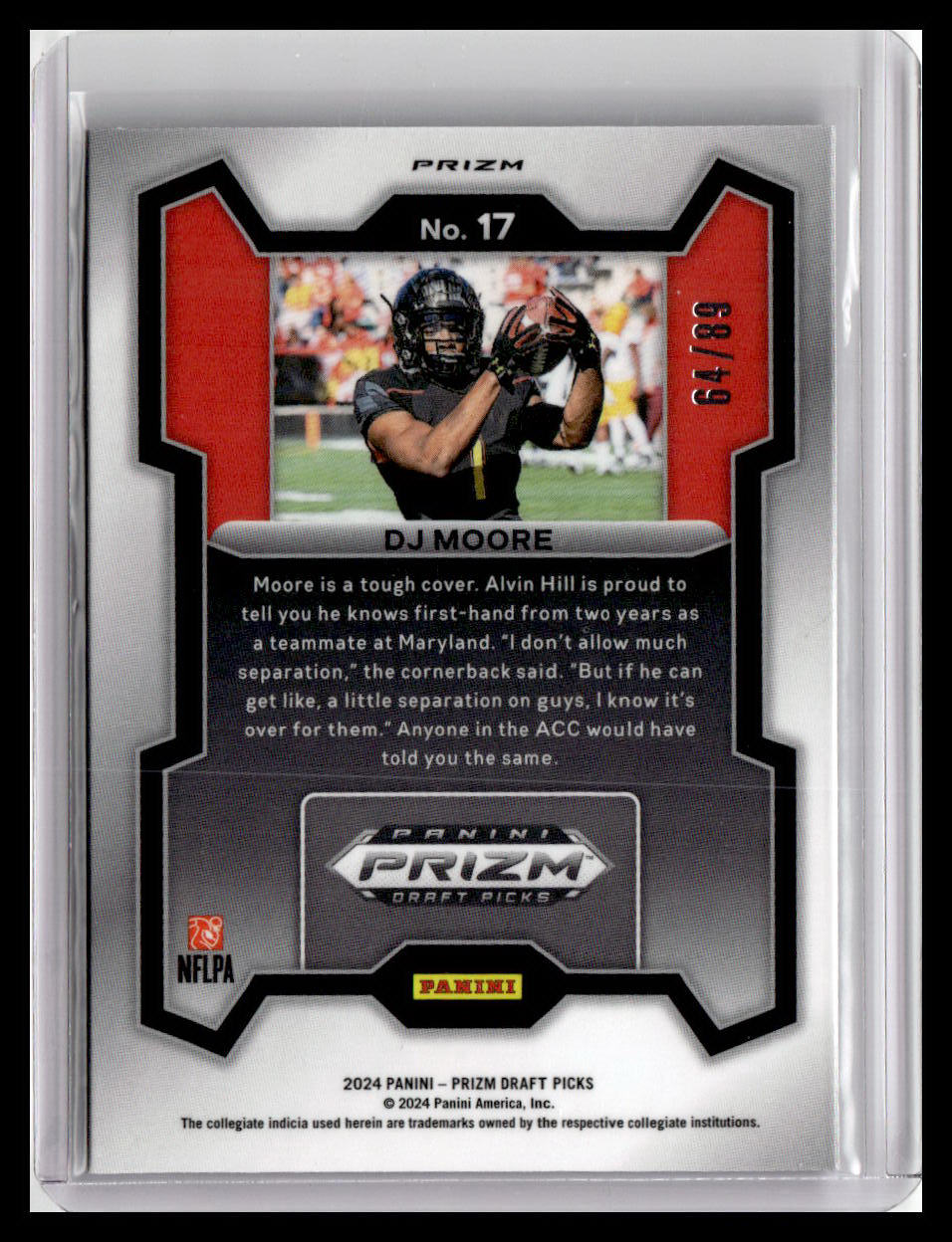 2024 Panini Prizm Draft Picks #17 DJ Moore Blue Finite #/89