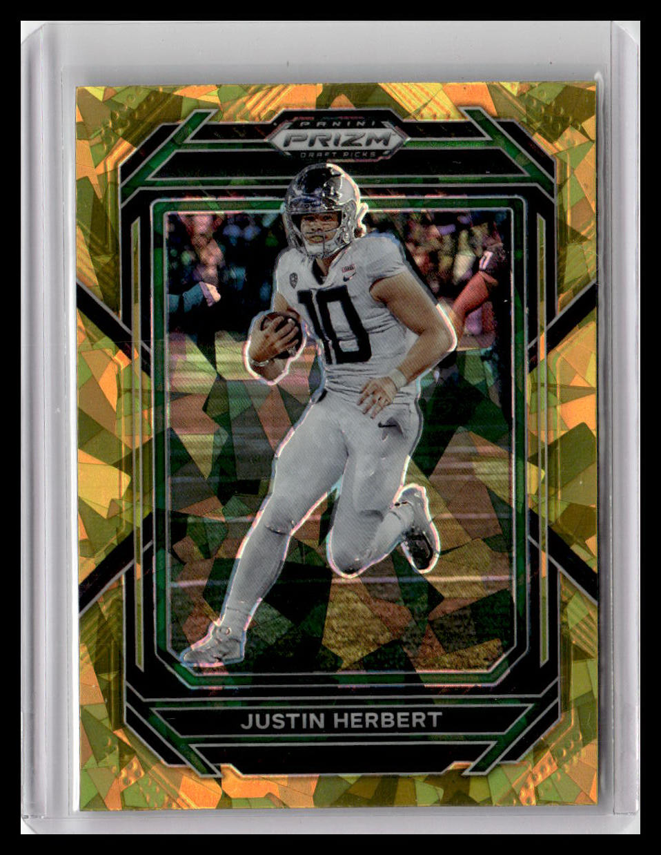 2023 Panini Prizm Draft Picks #60 Justin Herbert Gold Cracked Ice