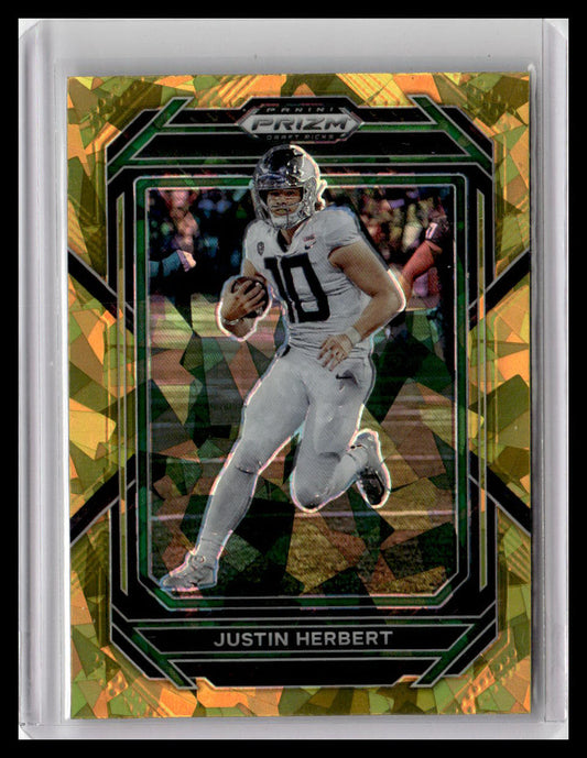 2023 Panini Prizm Draft Picks #60 Justin Herbert Gold Cracked Ice
