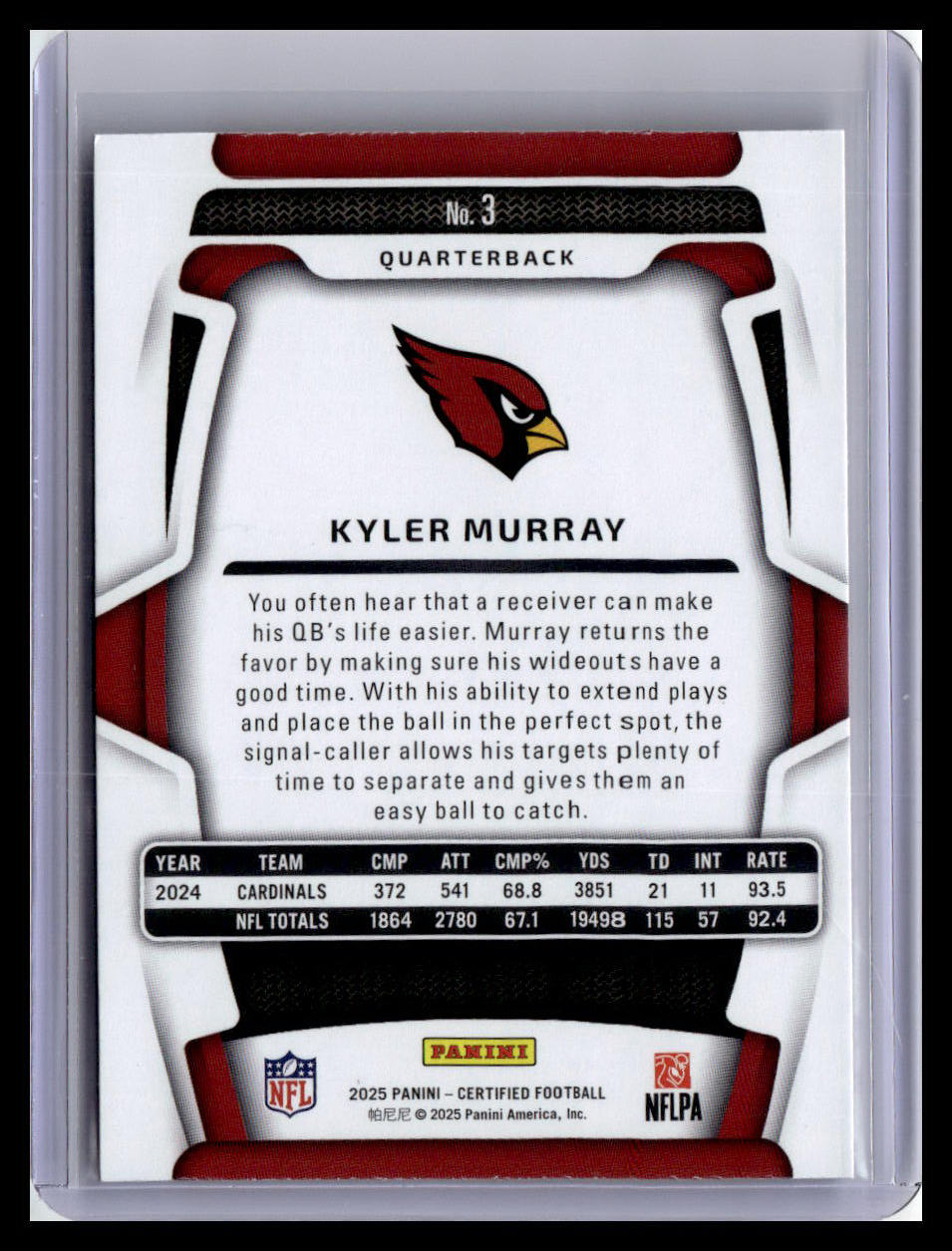 2025 Panini Certified #3 Kyler Murray