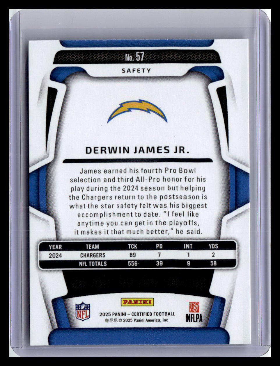 2025 Panini Certified #57 Derwin James Jr.
