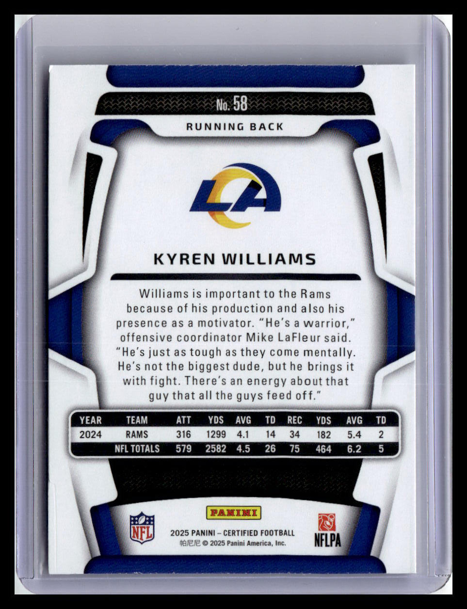 2025 Panini Certified #58 Kyren Williams