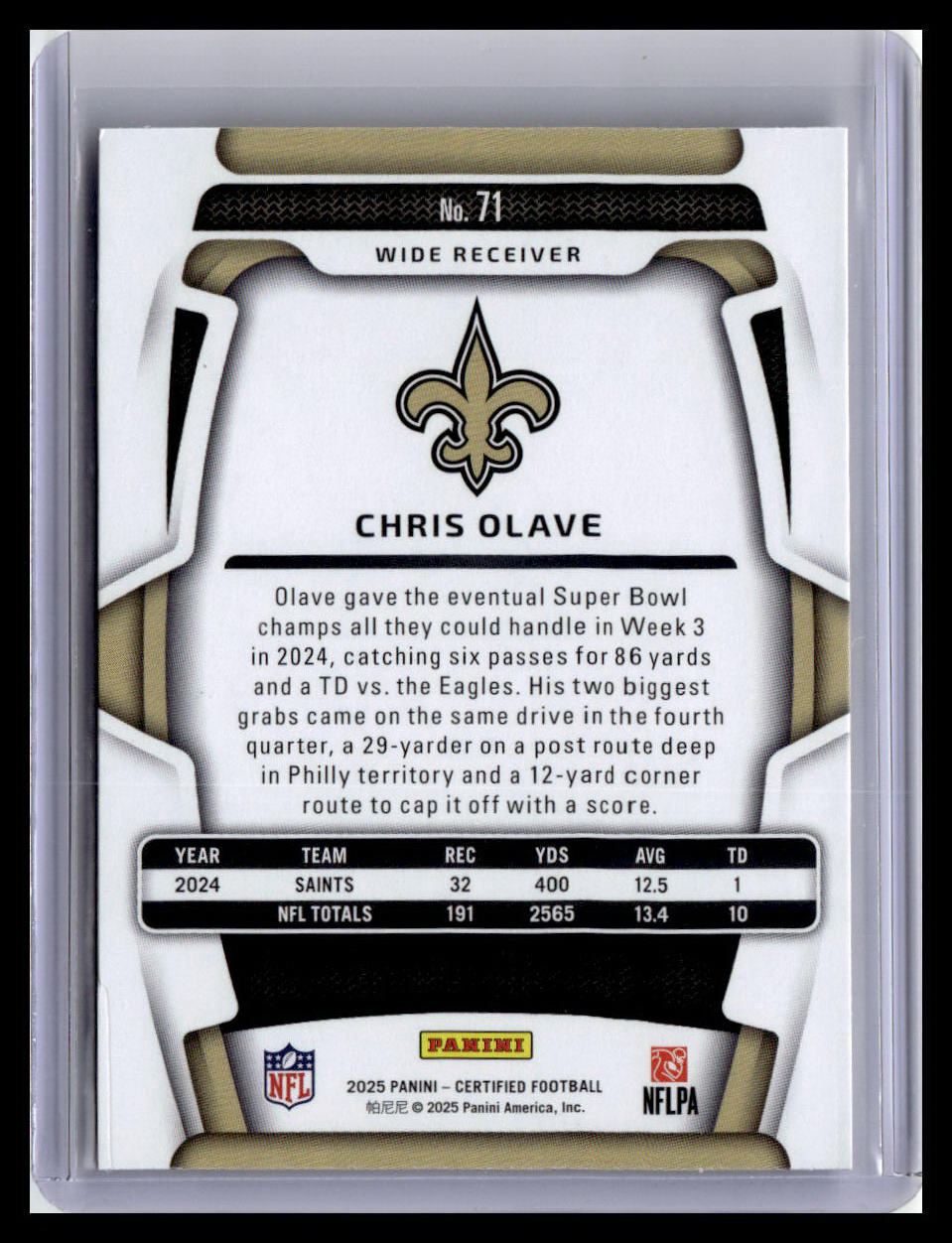 2025 Panini Certified #71 Chris Olave