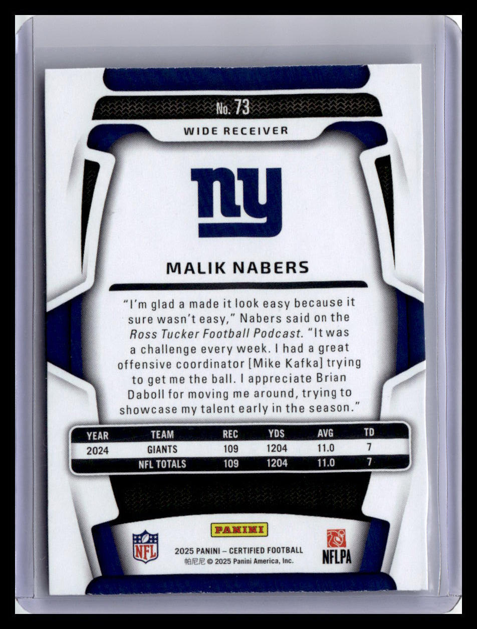 2025 Panini Certified #73 Malik Nabers