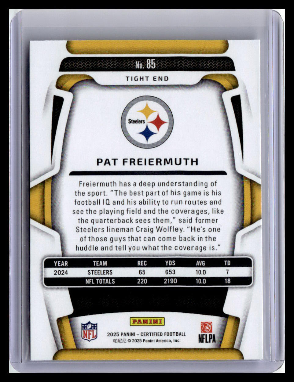 2025 Panini Certified #85 Pat Freiermuth
